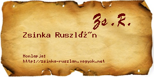 Zsinka Ruszlán névjegykártya